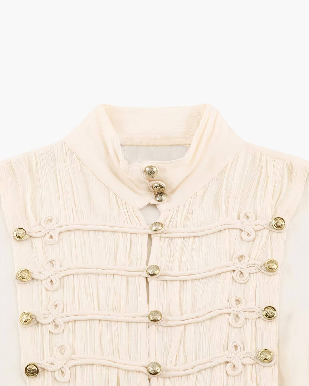 Amelie Blusa Vintage de Gasa con Cuello Alto
