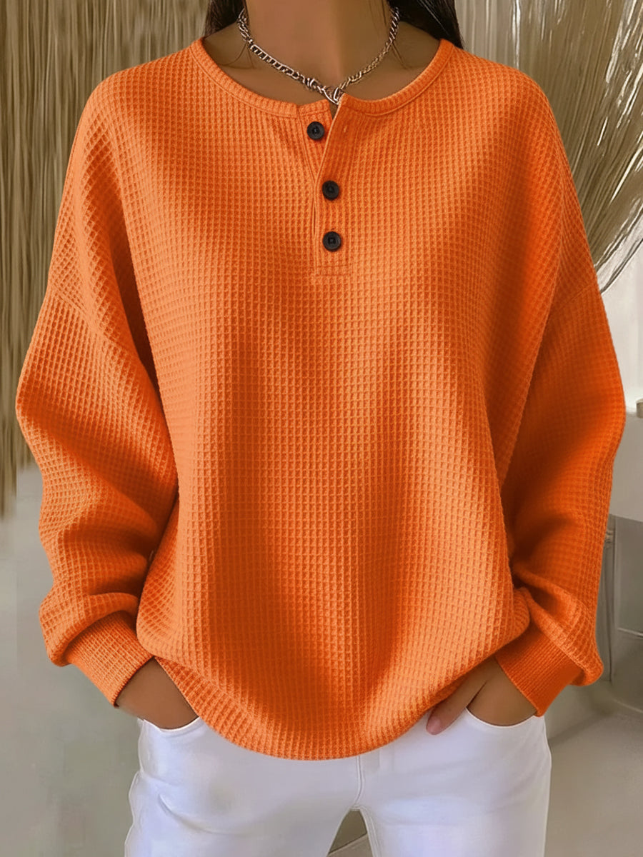 Mirabel™ | Sudadera Henley de Punto Gofre
