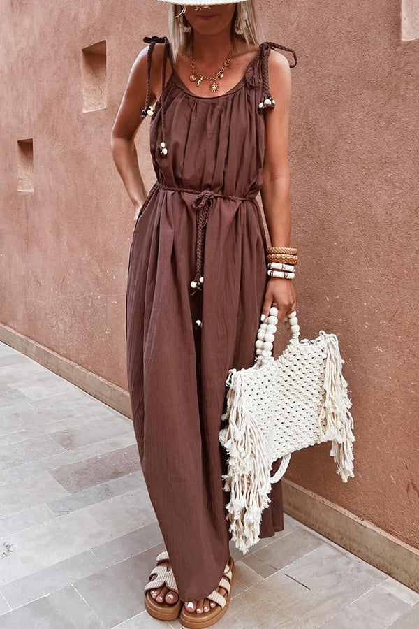 Bolso Tote Tejido Abierto con Borlas