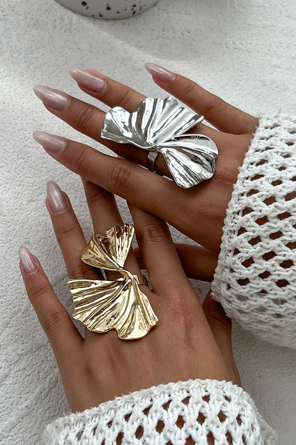Anillo de Aleación con Forma de Hoja de Ginkgo