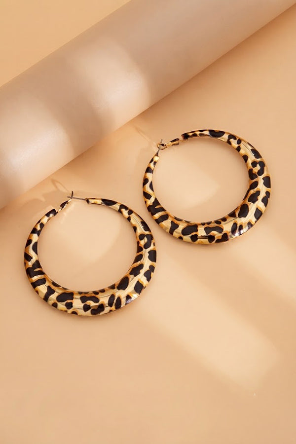 Pendientes de Aro Estampado de Leopardo