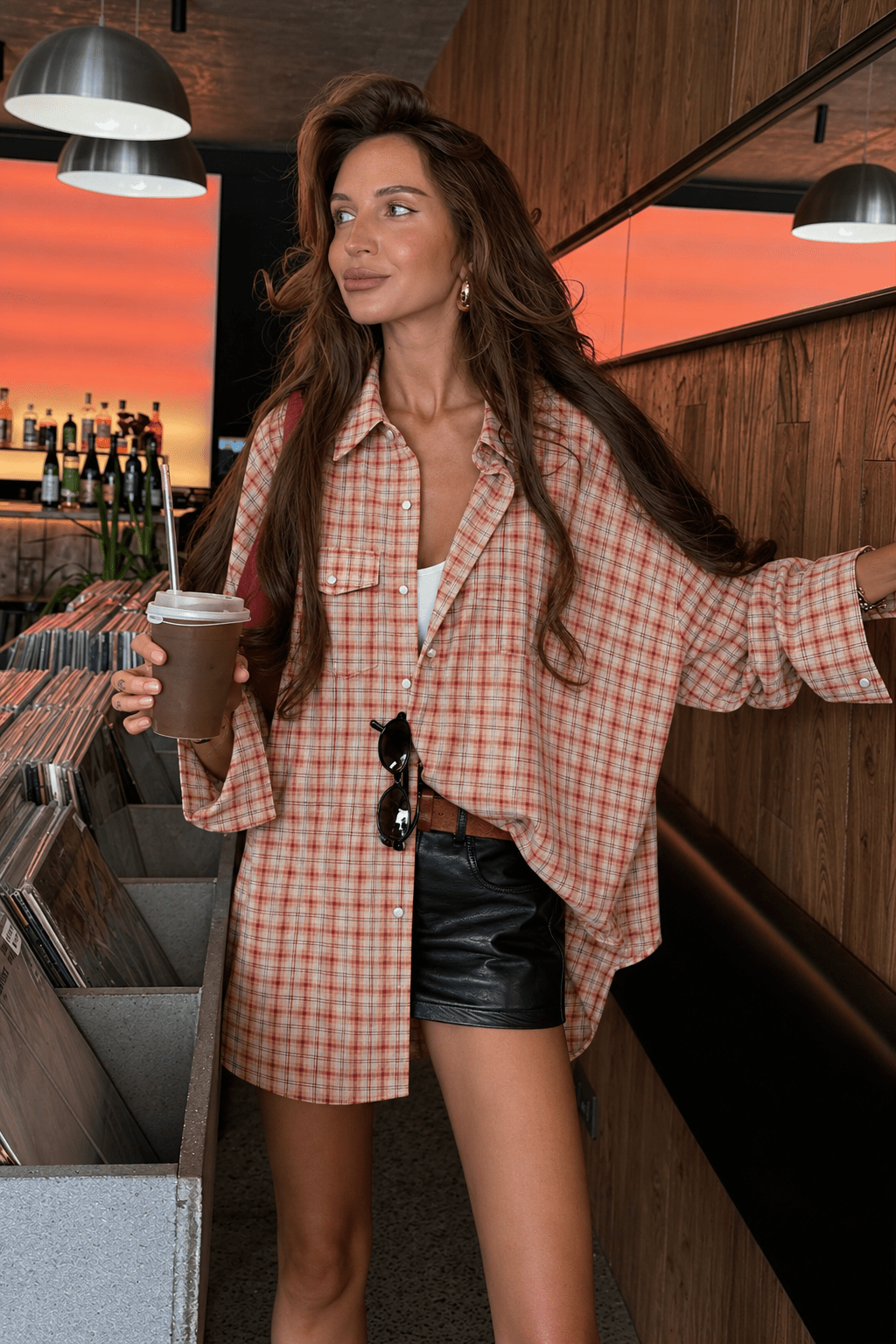 Blusa camisa Carmen oversize a cuadros