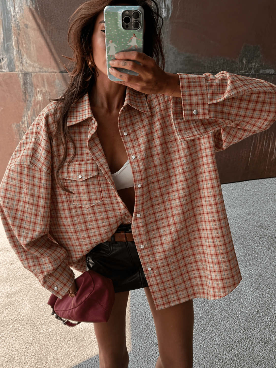 Blusa camisa Carmen oversize a cuadros