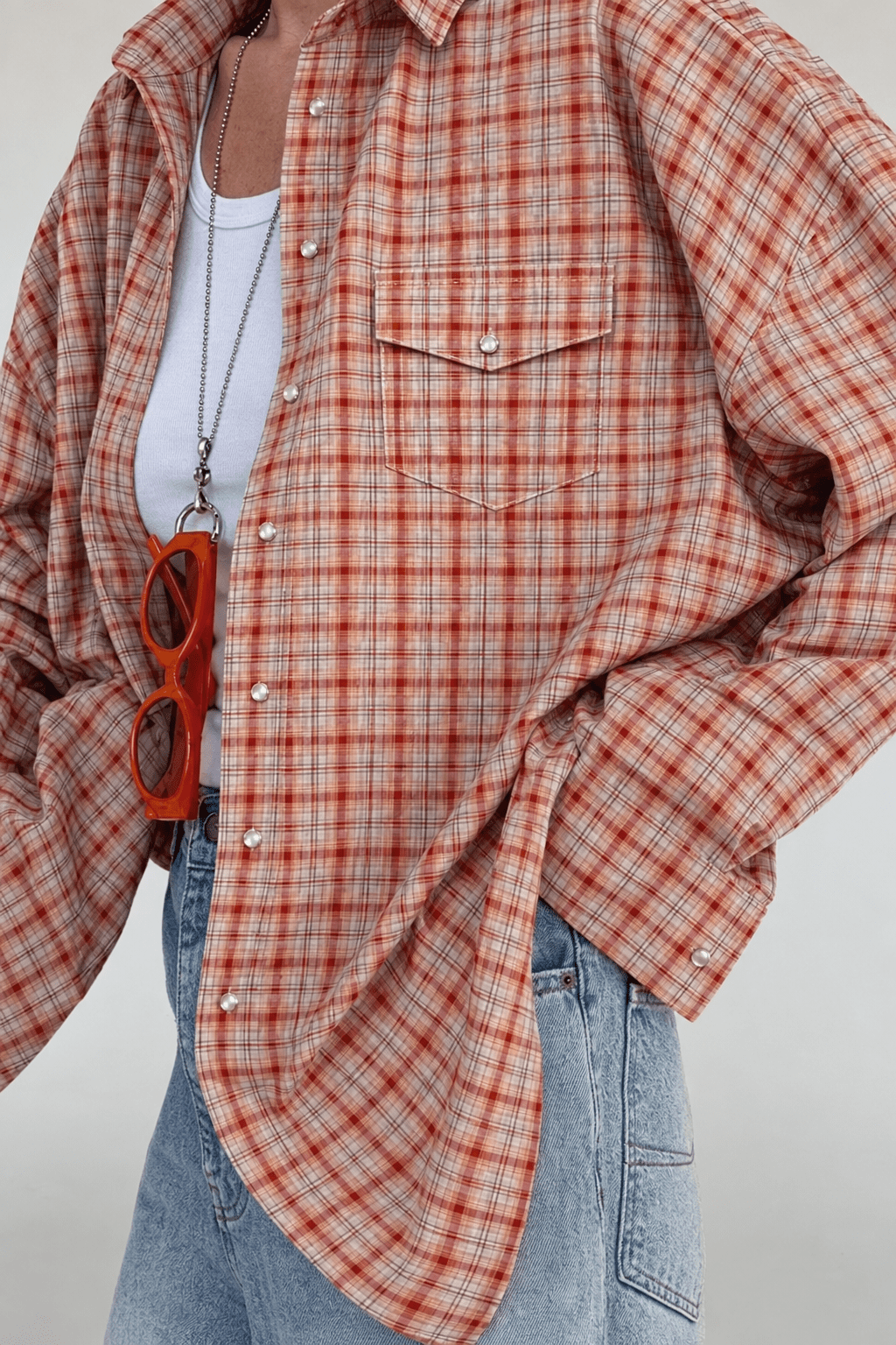 Blusa camisa Carmen oversize a cuadros