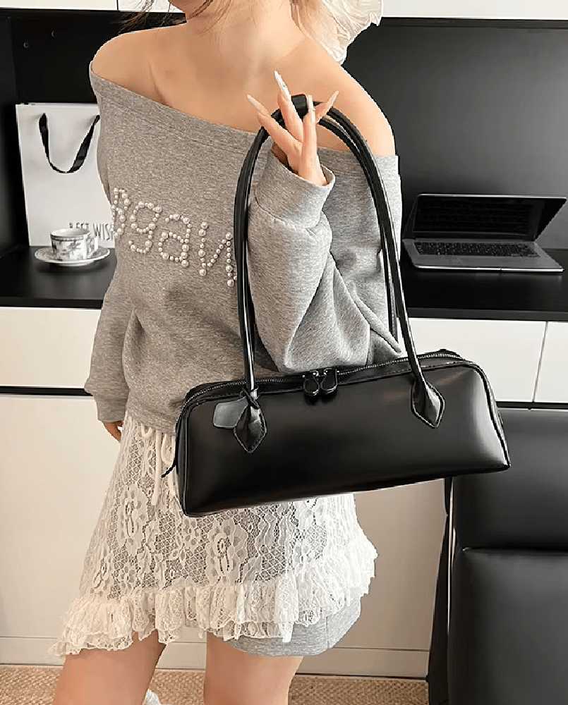 Bolso baguette Ella de cuero vegano vintage