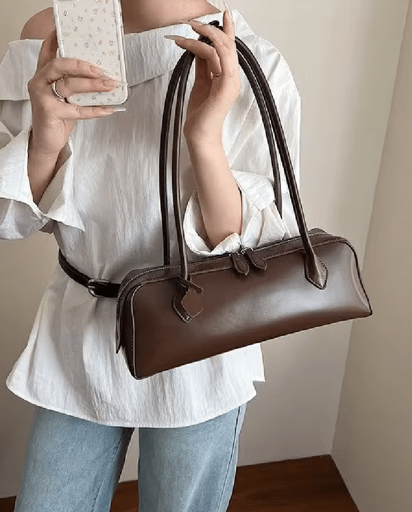 Bolso baguette Ella de cuero vegano vintage