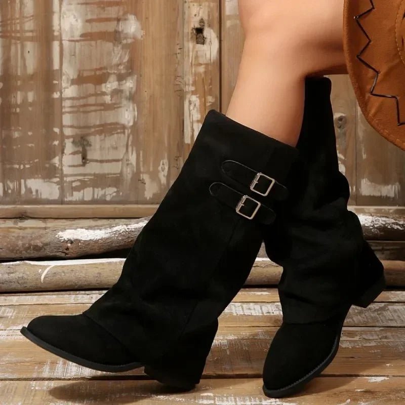 Botas altas retro Isabel con hebilla