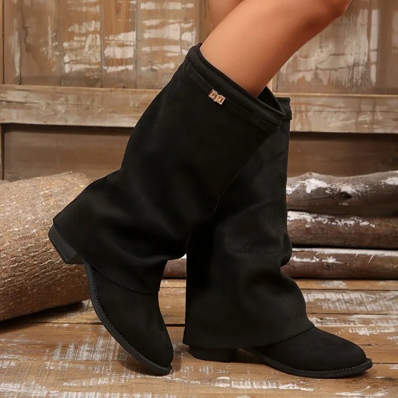 Botas hasta la rodilla Anne con hebilla y ante sintético