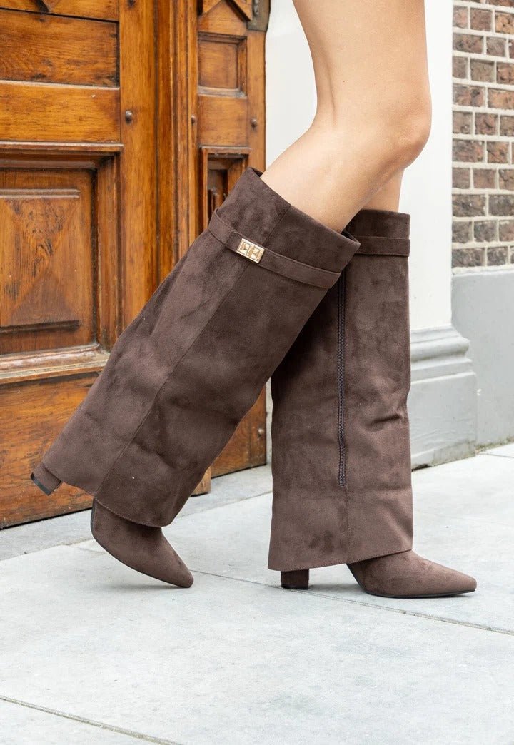 Botas Lisa con punta puntiaguda y tacón bloque