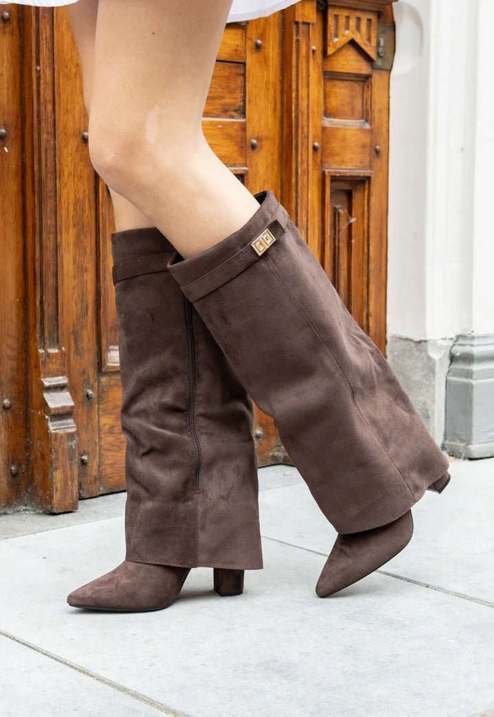 Botas Lisa con punta puntiaguda y tacón bloque