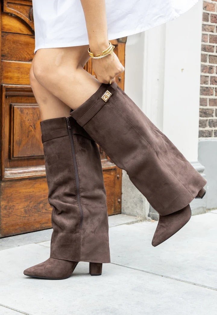 Botas Lisa con punta puntiaguda y tacón bloque