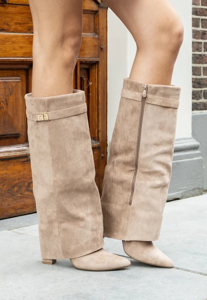Botas Lisa con punta puntiaguda y tacón bloque