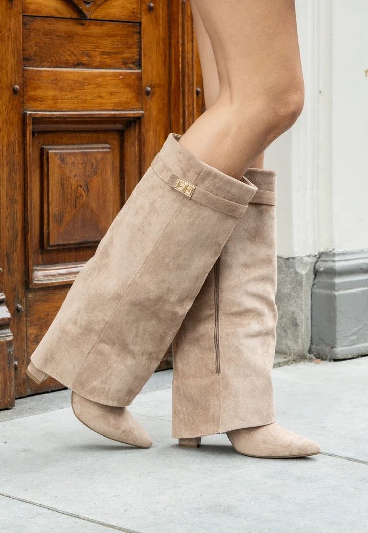 Botas Lisa con punta puntiaguda y tacón bloque
