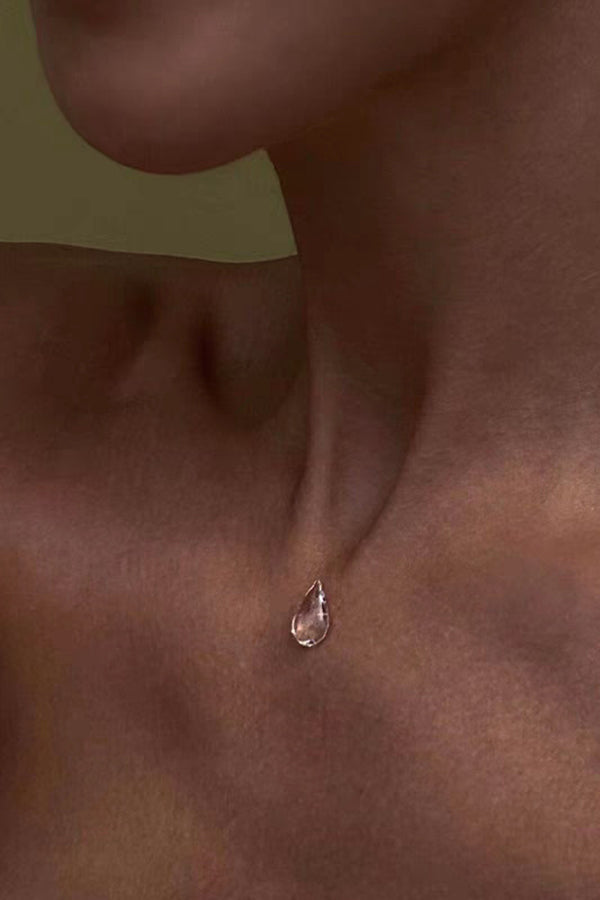 Collar Gargantilla de Cristal Transparente en Forma de Gota
