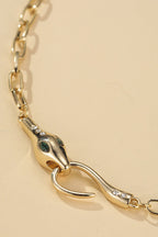 Collar Vintage de Metal con Diamantes Uróboro