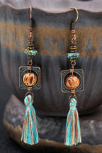 Pendientes Retro de Aleación Calada con Borlas