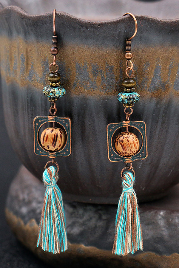 Pendientes Retro de Aleación Calada con Borlas