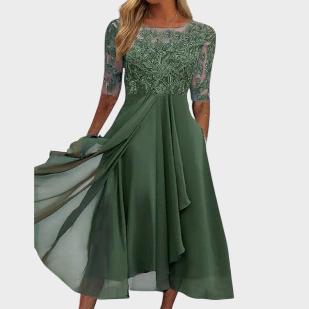 Gabhi | Robe Midi Avec Détails En Dentelle