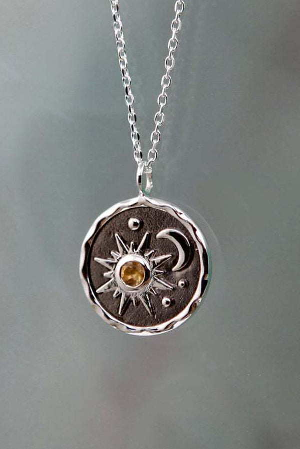 Collar Vintage de Sol y Luna con Circonita