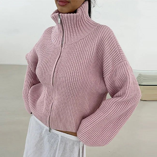 Cárdigan Valerie con cremallera y cuello alto