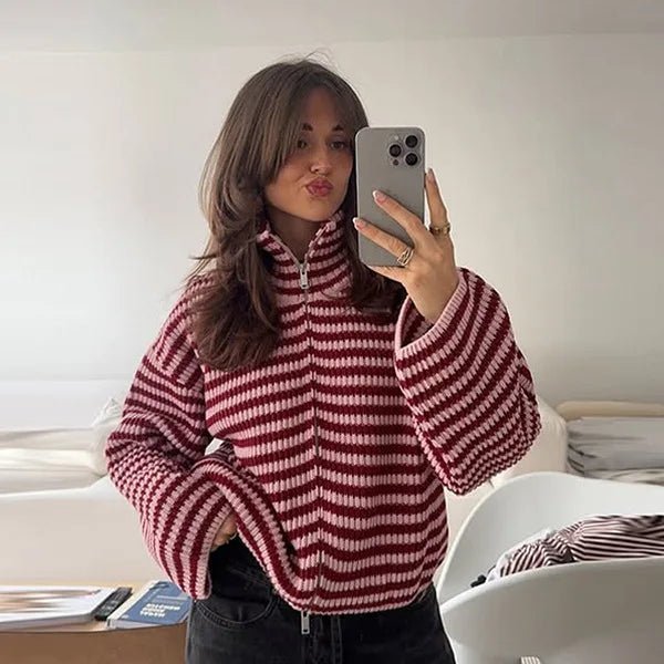 Cárdigan Valerie con cremallera y cuello alto