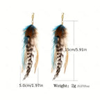 Pendientes Colgantes de Borlas de Plumas de Colores Boho Vintage
