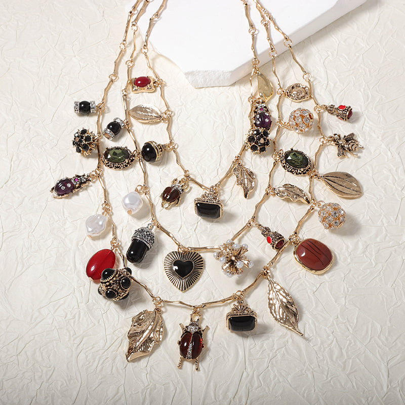 Collar Vintage de Colgante de Forma Irregular en Varias Capas