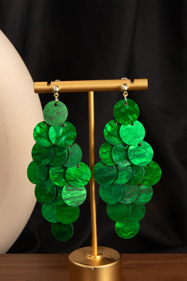 Pendientes de Concha con Borlas Estilo Resort, Multicolor