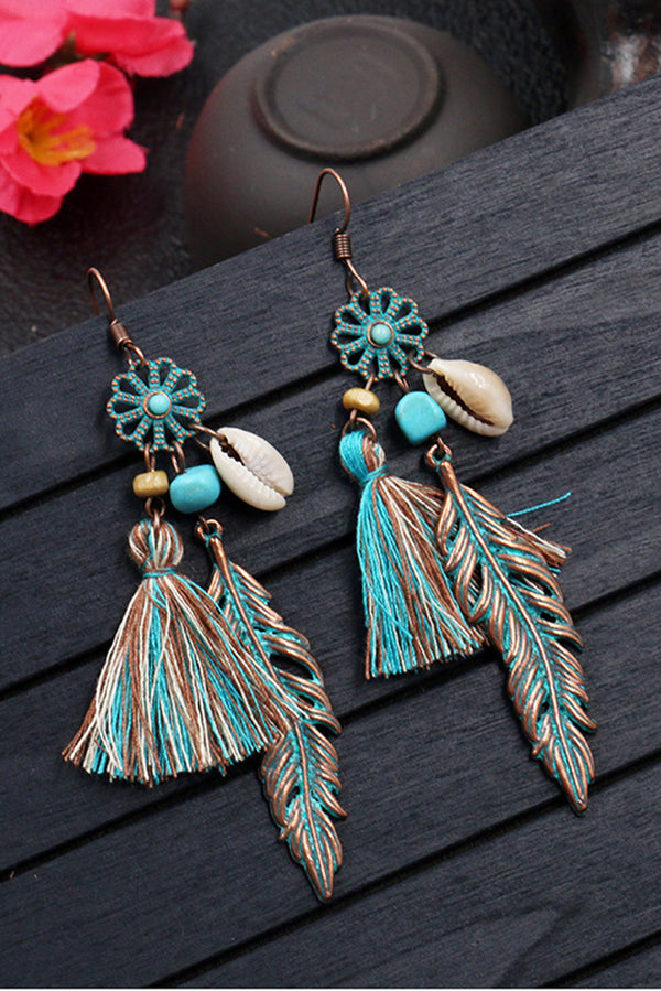 Pendientes Retro de Aleación Calada con Borlas