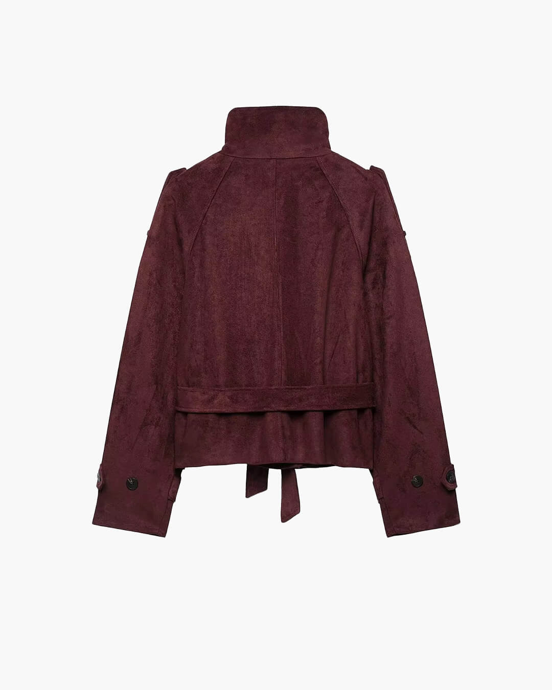 Chaqueta abrochada con cinturón Audrey efecto ante y cuello tipo embudo
