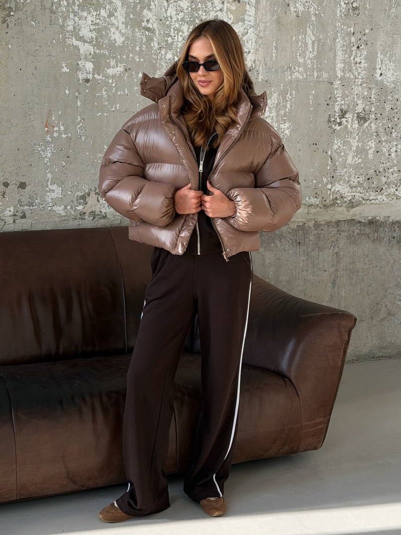 Chaqueta acolchada Gina con capucha y acabado brillante