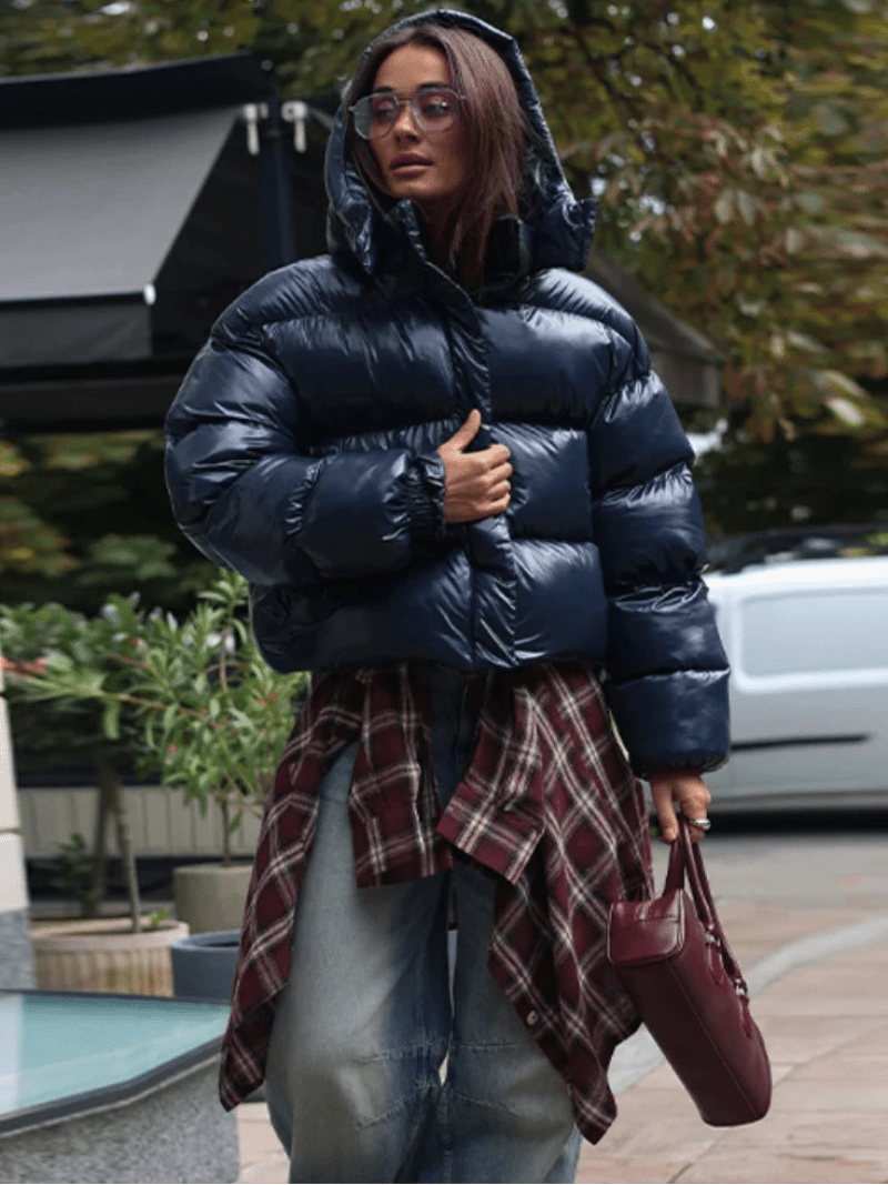Chaqueta acolchada Gina con capucha y acabado brillante