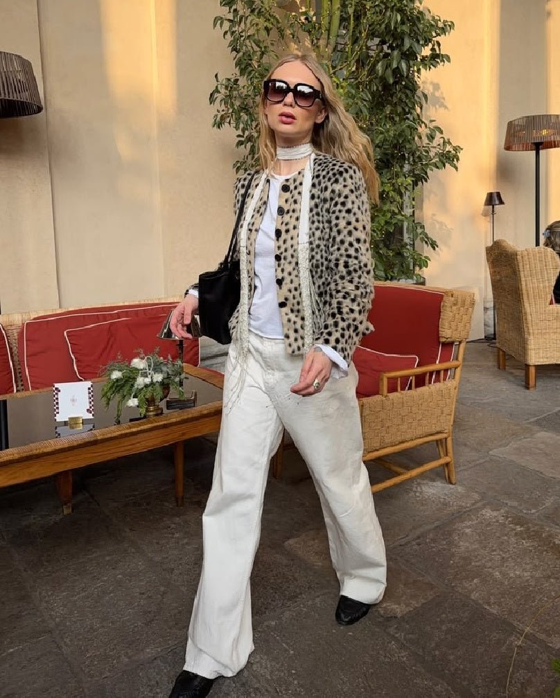 Chaqueta corta Lily con estampado de leopardo y pelo sintético