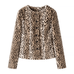 Chaqueta corta Lily con estampado de leopardo y pelo sintético