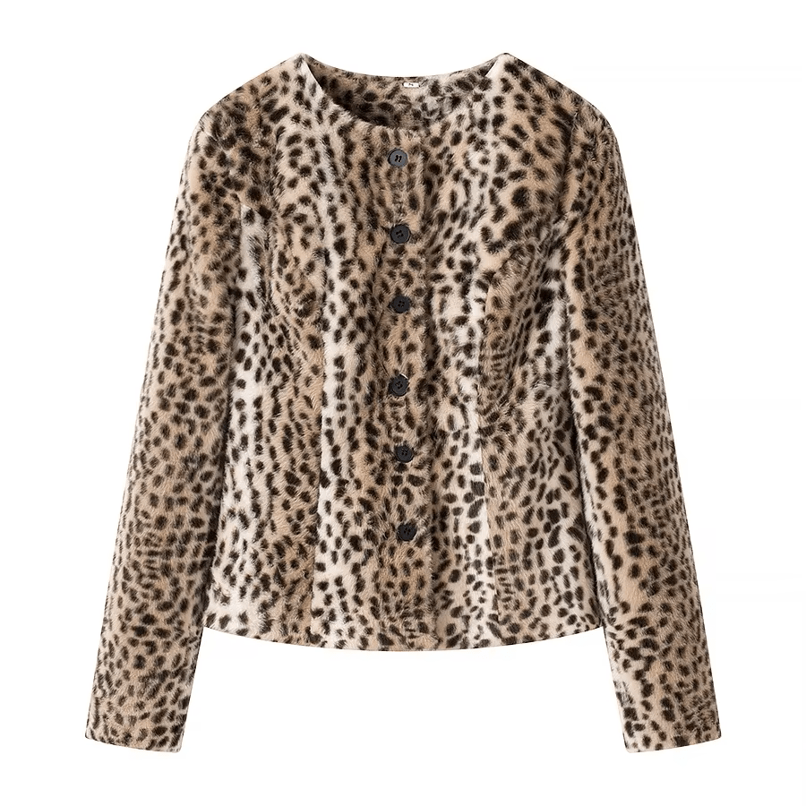 Chaqueta corta Lily con estampado de leopardo y pelo sintético