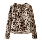 Chaqueta corta Lily con estampado de leopardo y pelo sintético