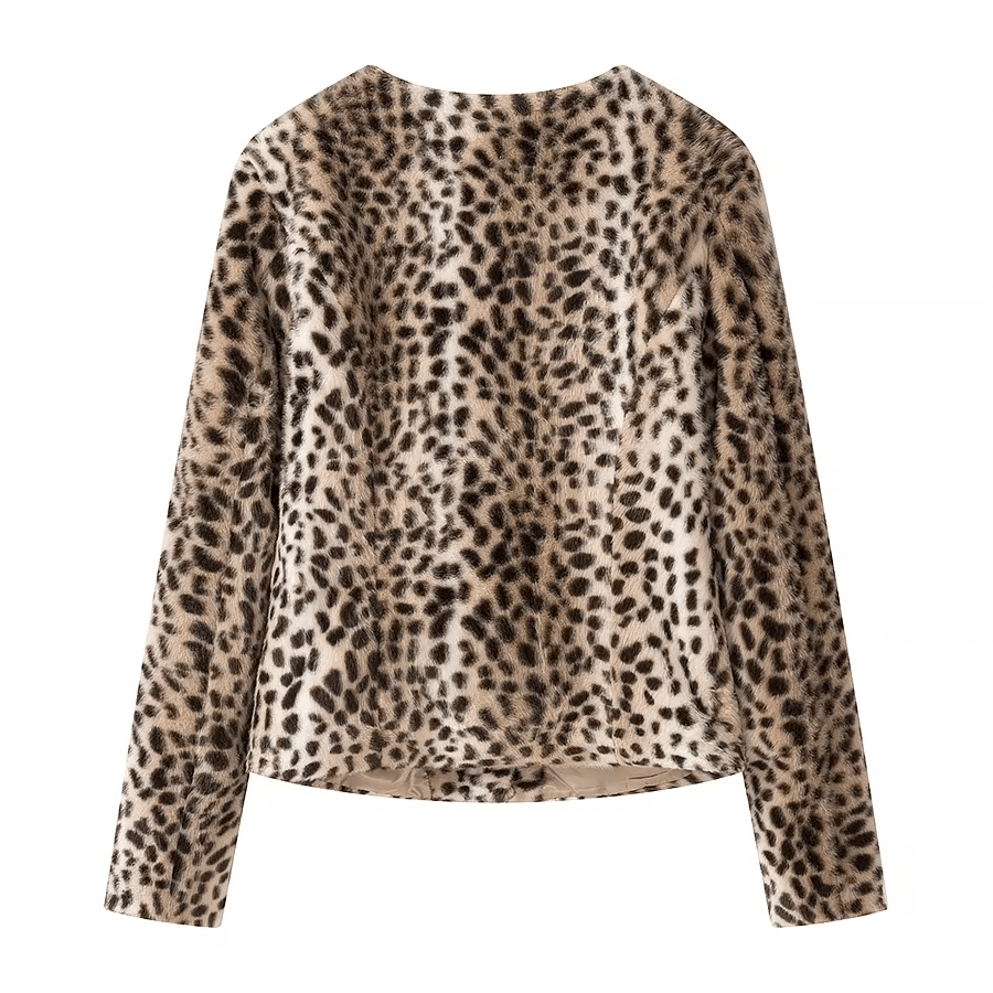 Chaqueta corta Lily con estampado de leopardo y pelo sintético