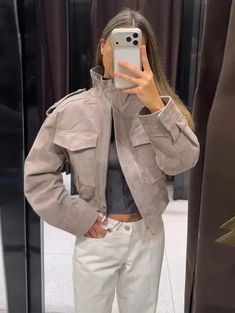 Chaqueta Evelyn de Antelina Sintética Corta