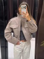 Chaqueta Evelyn de Antelina Sintética Corta