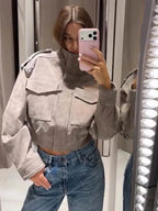Chaqueta Evelyn de Antelina Sintética Corta