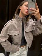 Chaqueta Evelyn de Antelina Sintética Corta