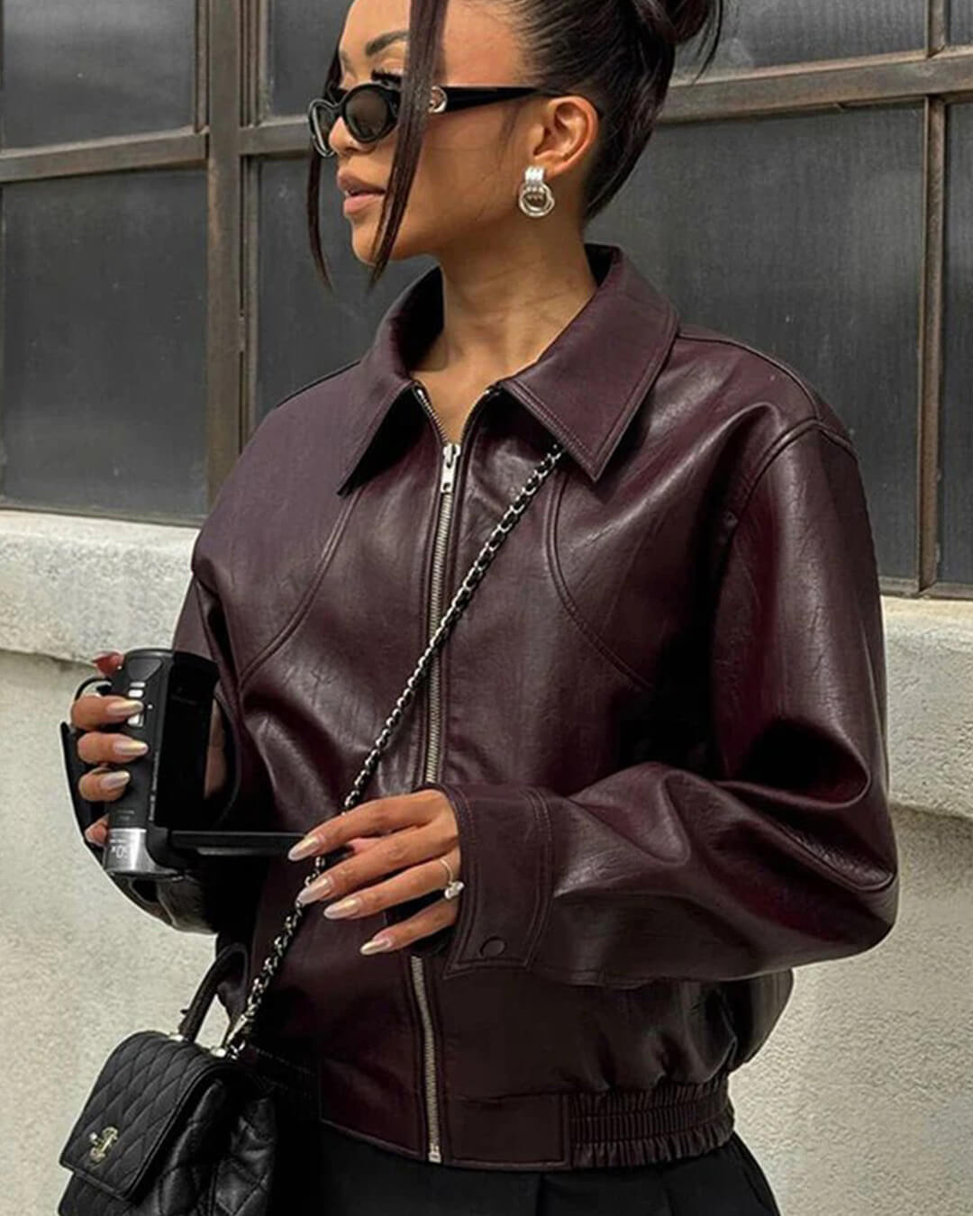 Chaqueta Fiona de solapa en cuero sintético