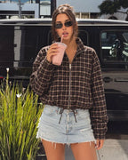 Chaqueta Rose con cremallera alta y cuadros