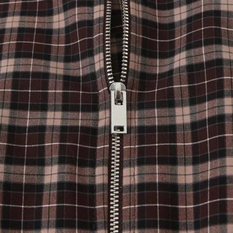 Chaqueta Rose con cremallera alta y cuadros