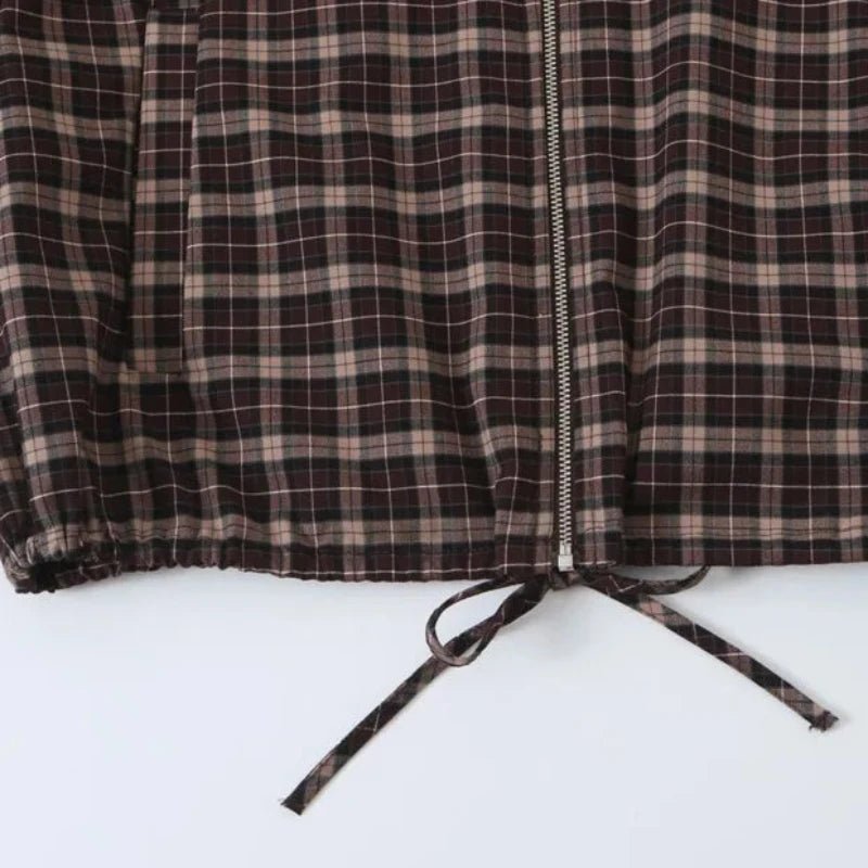 Chaqueta Rose con cremallera alta y cuadros