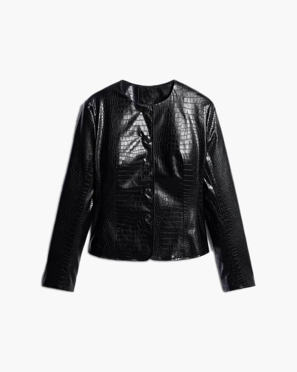 Chaqueta Sandra en cuero sintético con grabado cocodrilo