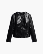 Chaqueta Sandra en cuero sintético con grabado cocodrilo
