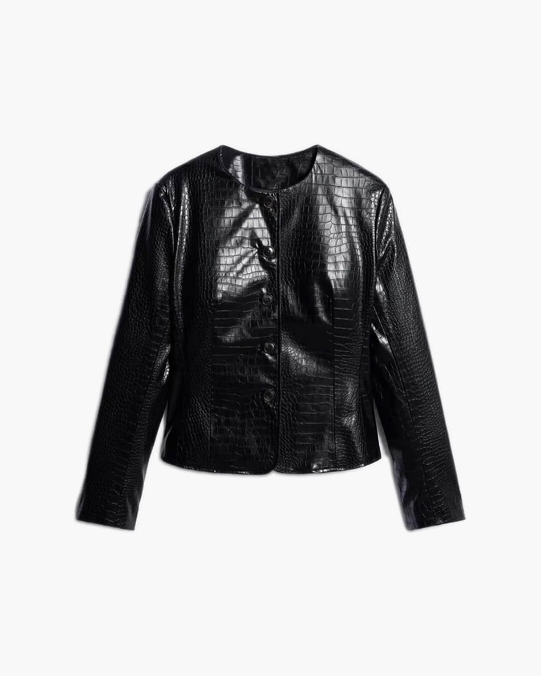 Chaqueta Sandra en cuero sintético con grabado cocodrilo