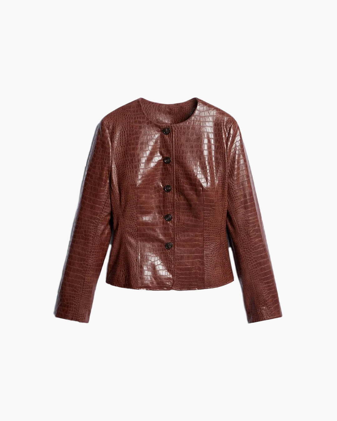 Chaqueta Sandra en cuero sintético con grabado cocodrilo