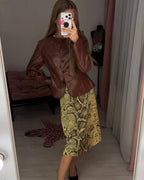 Chaqueta Sandra en cuero sintético con grabado cocodrilo